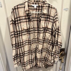 Plaid Boyfriend Button-Up Shirt Old Navy